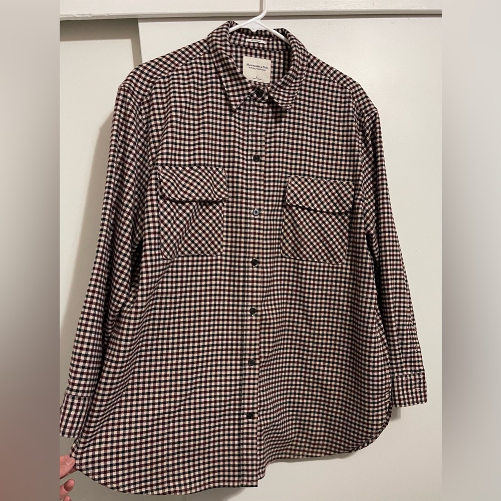 Abercrombie & Fitch Burgundy oversized Flannel